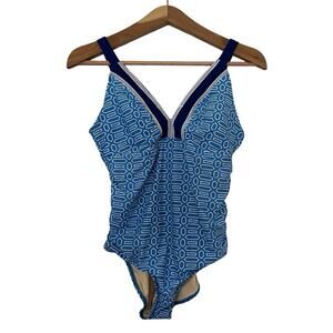 Talbots x Cabana Life Embroidered One Piece Swimsuit Small Tropical Beach UPF 50
